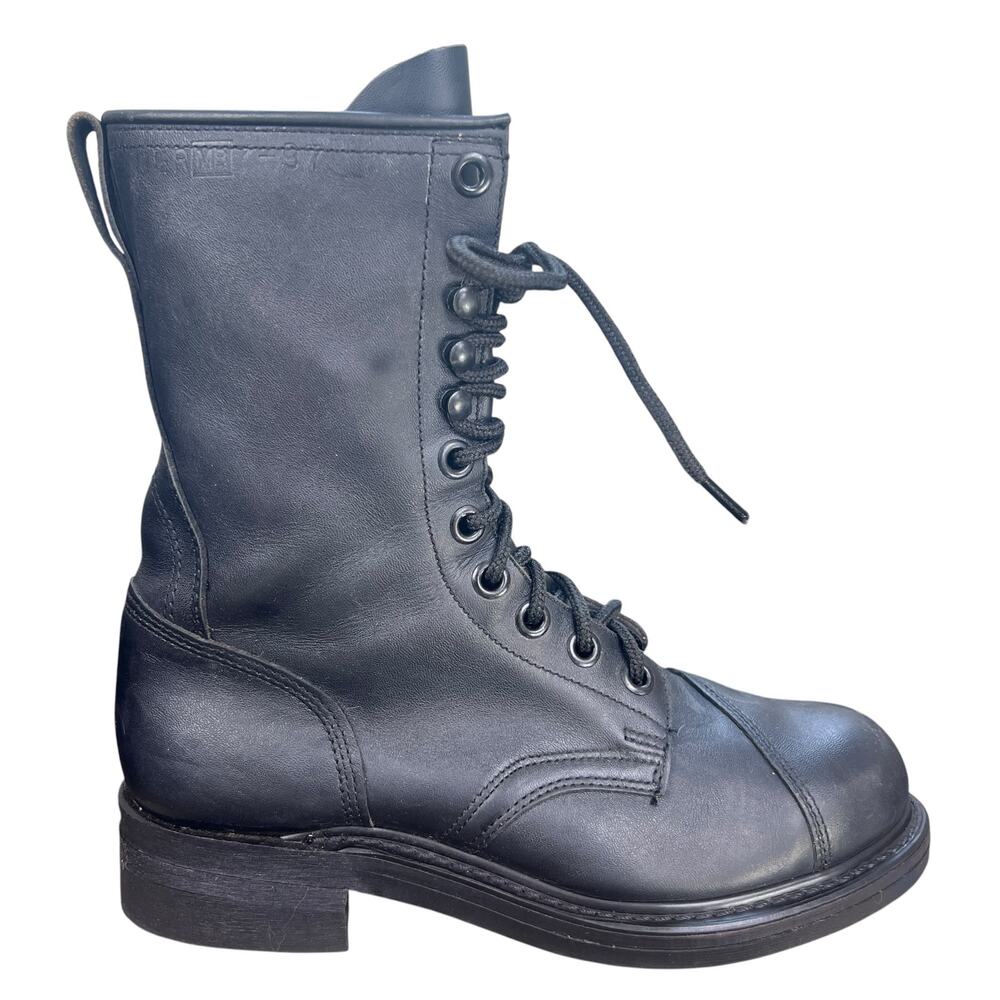 Vintage Biltrite Black Leather Steel Toe Combat Boots Size 8.5 R
